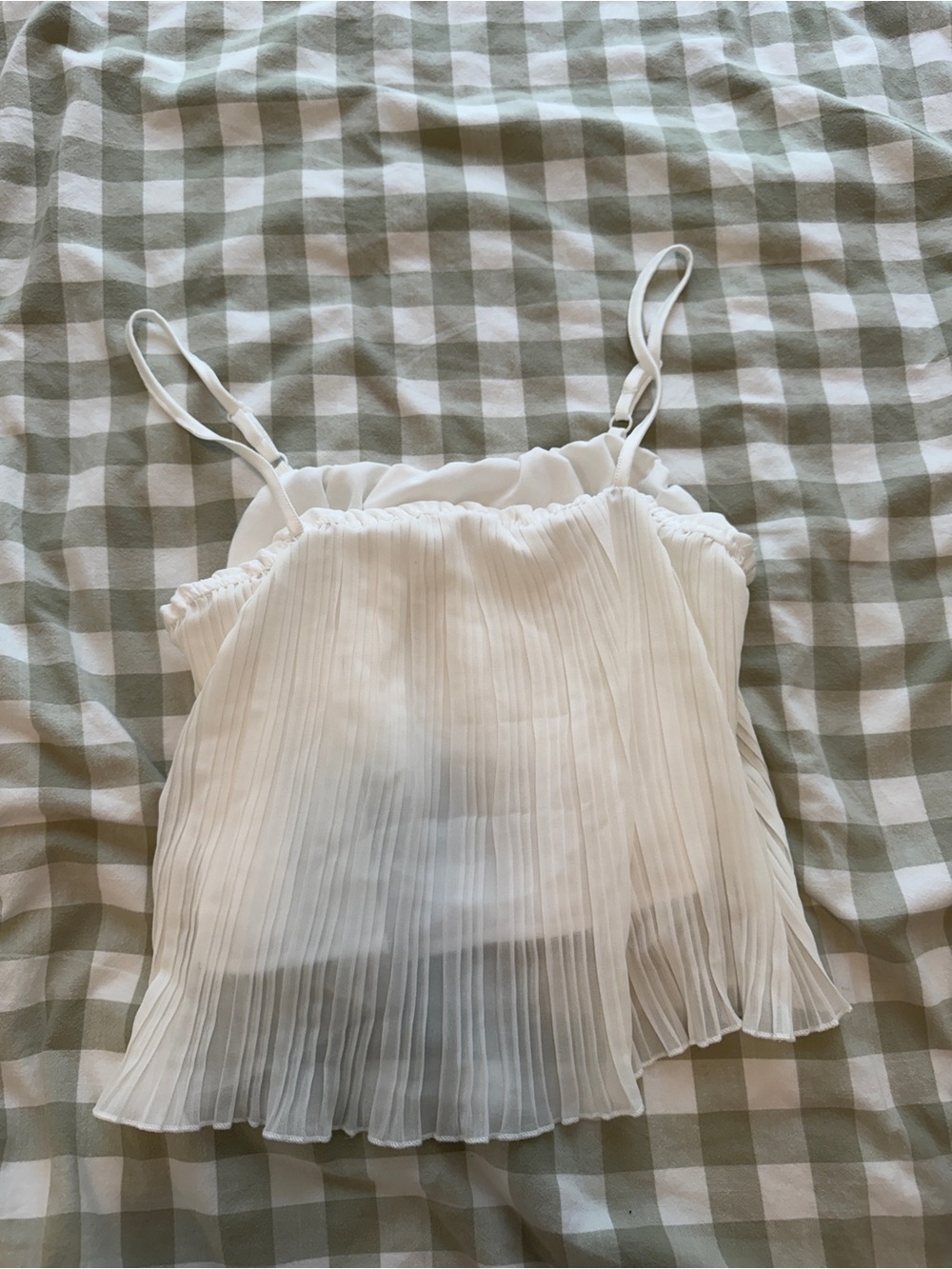 SHEIN White Pleated Spaghetti Strap Cami